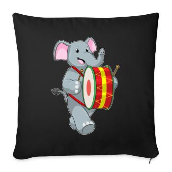 Musique de tambour pour musiciens d’éléphants - Housse de coussin décorative 45 x 45 cm - noir - Devant