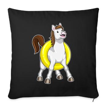 Natation à cheval Swimming Ring Summer - Housse de coussin décorative 45 x 45 cm - noir - Devant