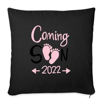 Coming Soon 2022 Baby Schwangerschaft - Sofakissenbezug 45 x 45 cm - Schwarz - Vorne