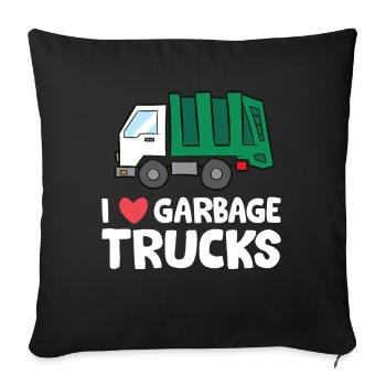 Recyclage des camions à ordures J’adore les camions à ordures - Housse de coussin décorative 45 x 45 cm - noir - Devant