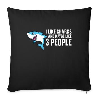 J’aime les requins et peut-être comme 3 personnes aiment les requins - Housse de coussin décorative 45 x 45 cm - noir - Devant