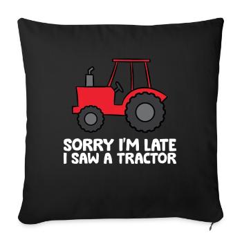 Désolé je suis en retard j’ai vu un tracteur - Housse de coussin décorative 45 x 45 cm - noir - Devant