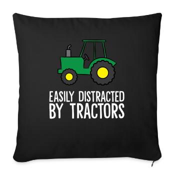 Facilement distrait par les tracteurs - Housse de coussin décorative 45 x 45 cm - noir - Devant