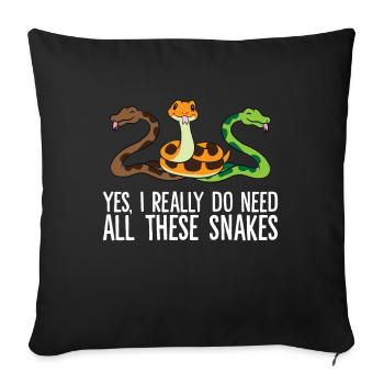 Oui, j’ai vraiment besoin de tous ces serpents - Housse de coussin décorative 45 x 45 cm - noir - Devant