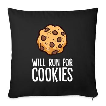 L’amateur de biscuits aux pépites de chocolat courra pour les biscuits - Housse de coussin décorative 45 x 45 cm - noir - Devant
