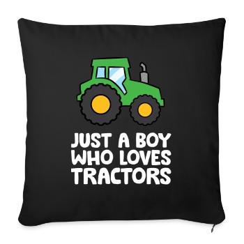 Juste un garçon qui aime les tracteurs - Housse de coussin décorative 45 x 45 cm - noir - Devant