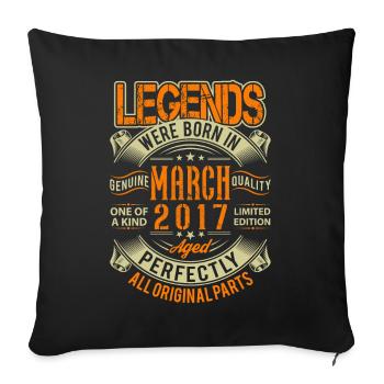 Légende d’anniversaire de mars 2017 - Housse de coussin décorative 45 x 45 cm - noir - Devant