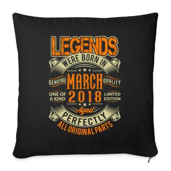 Légende d’anniversaire de mars 2018 - Housse de coussin décorative 45 x 45 cm - noir - Devant