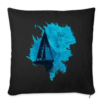 Sailboat - Sofa pillowcase 17,3'' x 17,3'' (45 x 45 cm) - black - Front