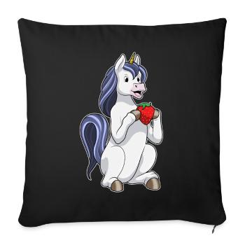 Licorne Fraise - Housse de coussin décorative 45 x 45 cm - noir - Devant