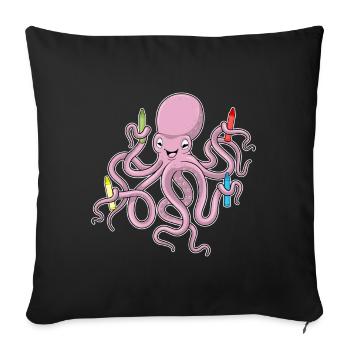 Octopus Student Crayons School - Sofa pillowcase 17,3'' x 17,3'' (45 x 45 cm) - black - Front