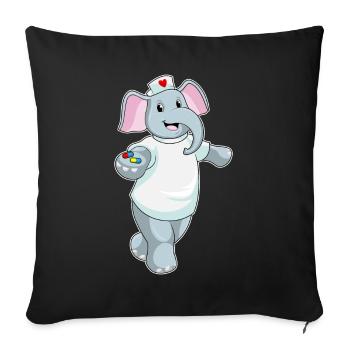 Elefant Krankenschwester Medizin - Sofakissenbezug 45 x 45 cm - Schwarz - Vorne