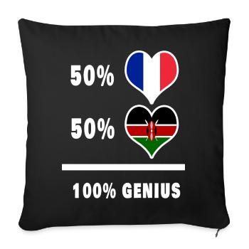 The France and Kenya genius / gift - Sofa pillowcase 17,3'' x 17,3'' (45 x 45 cm) - black - Front