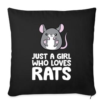 Just a Girl Who Loves Rats - Sofa pillowcase 17,3'' x 17,3'' (45 x 45 cm) - black - Front