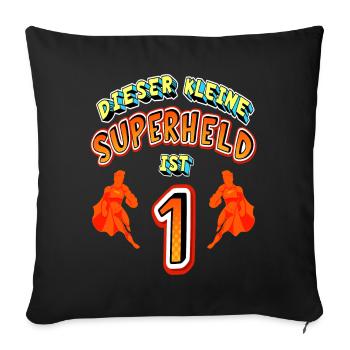 Superhelden 1. Geburtstag Jungs Geschenk - Sofakissenbezug 45 x 45 cm - Schwarz - Vorne