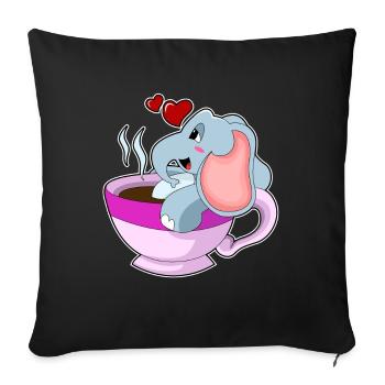 Elephant Coffee Mug - Sofa pillowcase 17,3'' x 17,3'' (45 x 45 cm) - black - Front