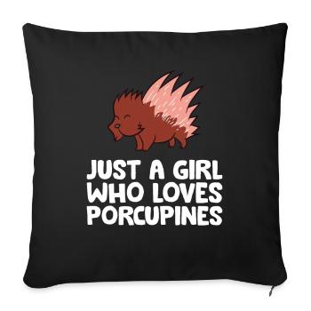 Juste une fille qui aime les porcs-épics - Housse de coussin décorative 45 x 45 cm - noir - Devant