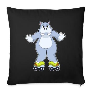 Nilpferd Rollschuhfahren Rollschuhe - Sofakissenbezug 45 x 45 cm - Schwarz - Vorne