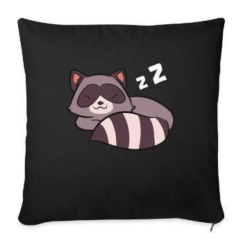 Raccoon Sleeping Funny Raccoon Pajama - Sofa pillowcase 17,3'' x 17,3'' (45 x 45 cm) - black - Front