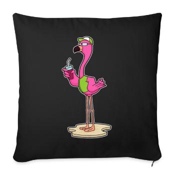 Lunettes de soleil flamant rose - Housse de coussin décorative 45 x 45 cm - noir - Devant
