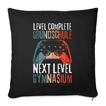 Level Complete Grundschule Einschulung Gymnasium - Sofakissenbezug 45 x 45 cm - Schwarz - Vorne