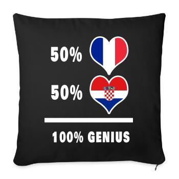 La France et la Croatie brillant/cadeau - Housse de coussin décorative 45 x 45 cm - noir - Devant