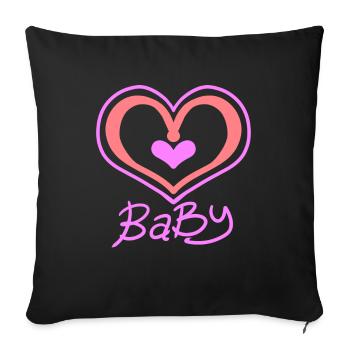 Cœur de bébé - Housse de coussin décorative 45 x 45 cm - noir - Devant