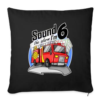 6 ans Jeune camion de pompiers voiture - Housse de coussin décorative 45 x 45 cm - noir - Devant