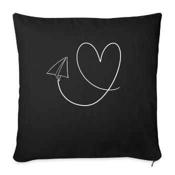 Avion Avion Coeur Amour Vacances Pilote - Housse de coussin décorative 45 x 45 cm - noir - Devant