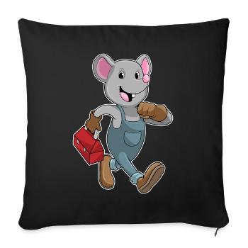 Mouse Craftsman Toolbox Crafts - Sofa pillowcase 17,3'' x 17,3'' (45 x 45 cm) - black - Front