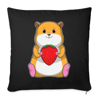 Hamster Fraise - Housse de coussin décorative 45 x 45 cm - noir - Devant