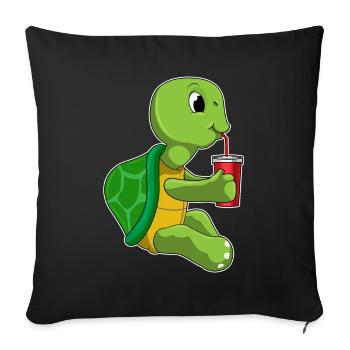 Turtle Mug to go - Sofa pillowcase 17,3'' x 17,3'' (45 x 45 cm) - black - Front