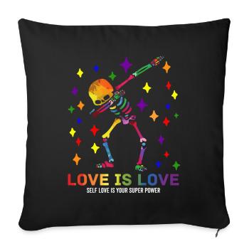 LGBT LGBTQ Dabbing Skeleton - Sofa pillowcase 17,3'' x 17,3'' (45 x 45 cm) - black - Front