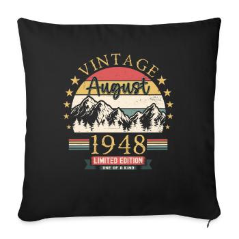 Original Août Vintage 1948 Cadeau d’anniversaire - Housse de coussin décorative 45 x 45 cm - noir - Devant