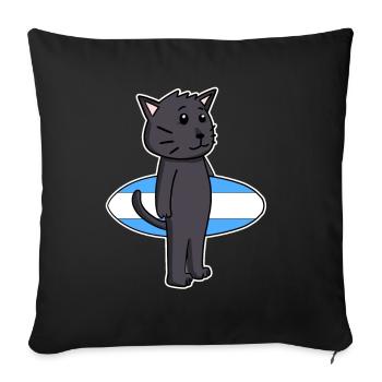 Surfboard Cat Bombay Surfing Gift - Sofa pillowcase 17,3'' x 17,3'' (45 x 45 cm) - black - Front