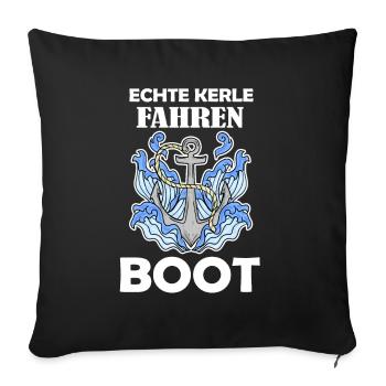Motorboot Kapitän Bootsführerschein - Sofakissenbezug 45 x 45 cm - Schwarz - Vorne