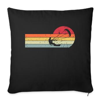 Kitesurf Kitesurfer Kiteboard Rétro Vintage - Housse de coussin décorative 45 x 45 cm - noir - Devant