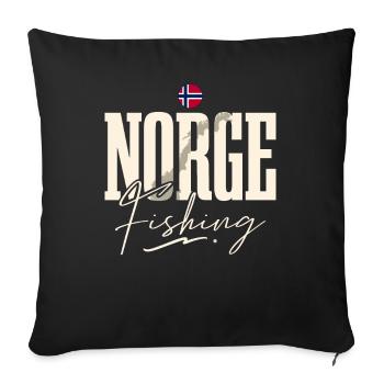 Norvège Pêche à la ligne Pêche - Housse de coussin décorative 45 x 45 cm - noir - Devant