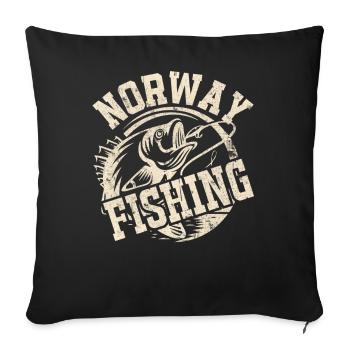 Norvège Pêche à la ligne Pêche - Housse de coussin décorative 45 x 45 cm - noir - Devant