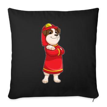 Dog Firefighter Fire Helmet Fire Brigade - Sofa pillowcase 17,3'' x 17,3'' (45 x 45 cm) - black - Front