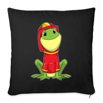 Frog Firefighter Fire Helmet Fire Brigade - Sofa pillowcase 17,3'' x 17,3'' (45 x 45 cm) - black - Front