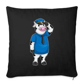 Police des vaches Police de la casquette - Housse de coussin décorative 45 x 45 cm - noir - Devant