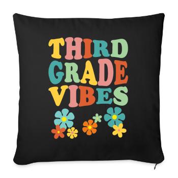 Third Grade Vibes - Flowery Retro - Sofa pillowcase 17,3'' x 17,3'' (45 x 45 cm) - black - Front