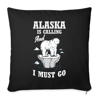 Vacances de voyage en Alaska - Housse de coussin décorative 45 x 45 cm - noir - Devant