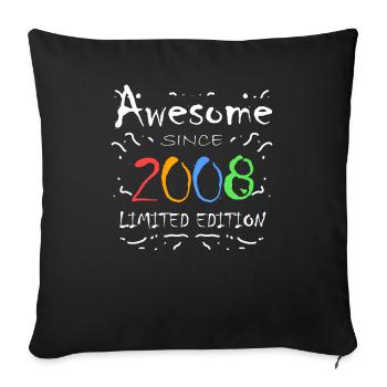 Vintage 2008 - Fantastic since 2008 - Sofa pillowcase 17,3'' x 17,3'' (45 x 45 cm) - black - Front