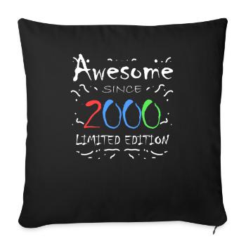 Jahrgang 2000 - Fantastisch seit 2000 - Sofakissenbezug 45 x 45 cm - Schwarz - Vorne