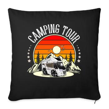 Camping Campen Camper Camping Tour - Sofa pillowcase 17,3'' x 17,3'' (45 x 45 cm) - black - Front
