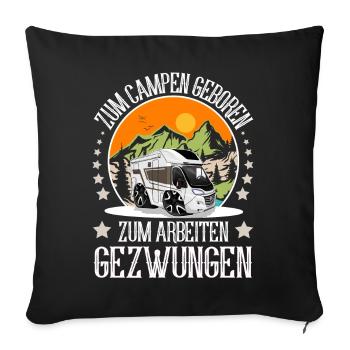 Camping Camper Campen - Sofakissenbezug 45 x 45 cm - Schwarz - Vorne