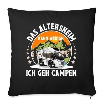 Camping Camper Campen Oma Opa - Sofakissenbezug 45 x 45 cm - Schwarz - Vorne