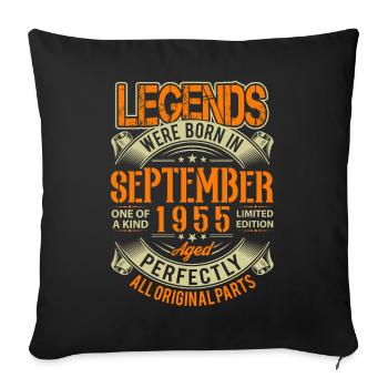 1955 Septembre Légende d’anniversaire - Housse de coussin décorative 45 x 45 cm - noir - Devant